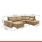 Sofá De Canto Com Chaise 3 Lugares Pés Em Madeira Maciça Nice