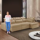 Sofá De Canto Com Chaise 4 Lugares Luxemburgo  Veludo/bege