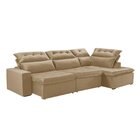 Sofá De Canto Com Chaise 4 Lugares Luxemburgo  Veludo/bege
