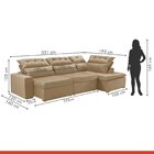 Sofá De Canto Com Chaise 4 Lugares Luxemburgo  Veludo/bege