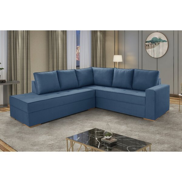 Sofá De Canto Com Chaise Lado Esquerdo Laura Yescasa Azul