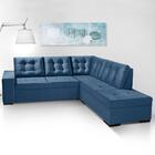 Sofa De Canto Com Chaise Roma Azul A92