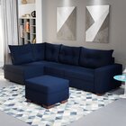 Sofá De Canto Com Puff 7 Lugares 238cm Gloria Azul