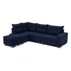 Sofá De Canto Com Puff 7 Lugares 238cm Gloria Azul