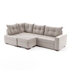Sofá De Canto Com Puff 7 Lugares 238cm Gloria Bege
