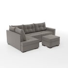 Sofá De Canto Com Puff 7 Lugares 238cm Gloria Cinza