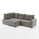 Sofá De Canto Com Puff 7 Lugares 238cm Gloria Cinza
