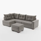 Sofá De Canto Com Puff 7 Lugares 238cm Gloria Cinza