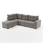 Sofá De Canto Com Puff 7 Lugares 238cm Gloria Cinza