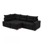 Sofá De Canto Com Puff 7 Lugares 238cm Gloria Preto