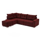 Sofá De Canto Com Puff 7 Lugares 238cm Gloria Vermelho