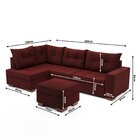 Sofá De Canto Com Puff 7 Lugares 238cm Gloria Vermelho