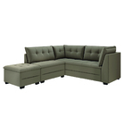 Sofá De Canto Com Puff Monte Do Seu Jeito Benfica Veludo Luiz