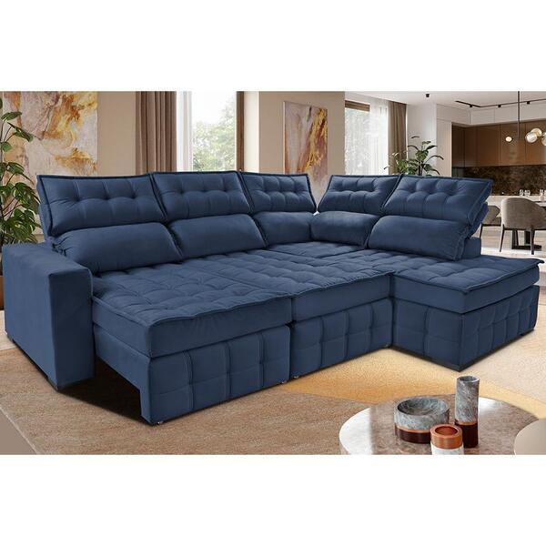 Sofá De Canto Direito 2,65x2,30m Retrátil E Reclinável Com Mo