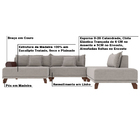 Sofá De Canto Direito 348cm Japa Linho Bege G52 - Gran Belo