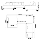 Sofá De Canto Direito C/ Bandeja 308 Cm Japa Linho Bege G52 -