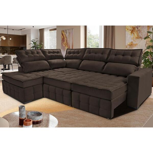 Sofá De Canto Esquerdo 2,65x2,30m Retrátil E Reclinável Com M