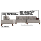 Sofá De Canto Esquerdo 348cm Japa Linho Bege G52 - Gran Belo