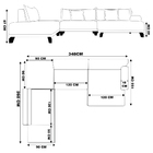 Sofá De Canto Esquerdo C/ Bandeja 348cm Japa Linho Bege G52 -