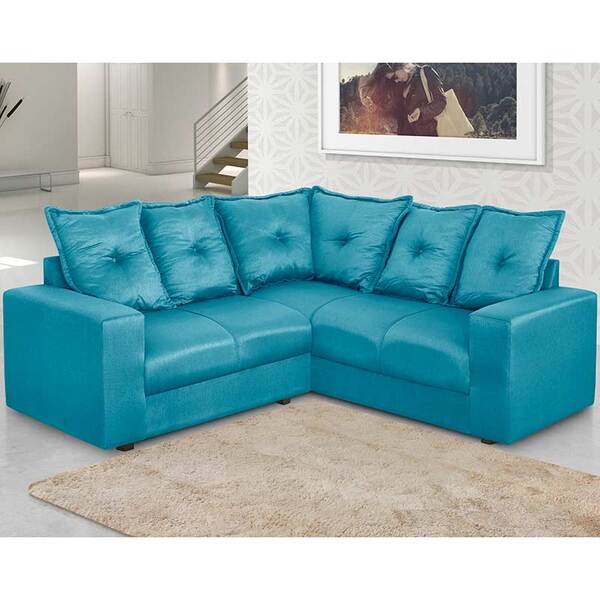 Sofá De Canto Fênix 4 Lugares - Golden - Azul Celeste