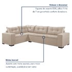 Sofá De Canto Fixo 5 Lugares 300x210cm Veludo Bege Molas Bonn