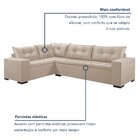 Sofá De Canto Fixo 5 Lugares 300x210cm Veludo Bege Molas Bonn