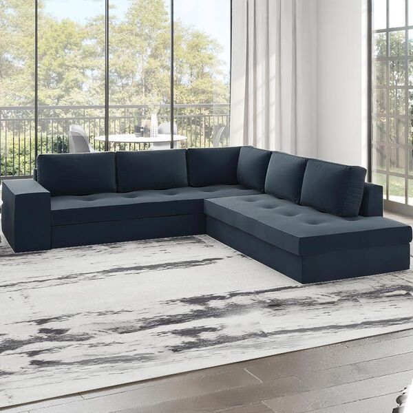 Sofá De Canto Golias 5 Lugares 12916 Azul Infinito - Viero Mó