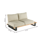 Sofá de Canto para Jardim 2 Lugares 60x170x80cm Alumínio e Madeira Griffin Naterial