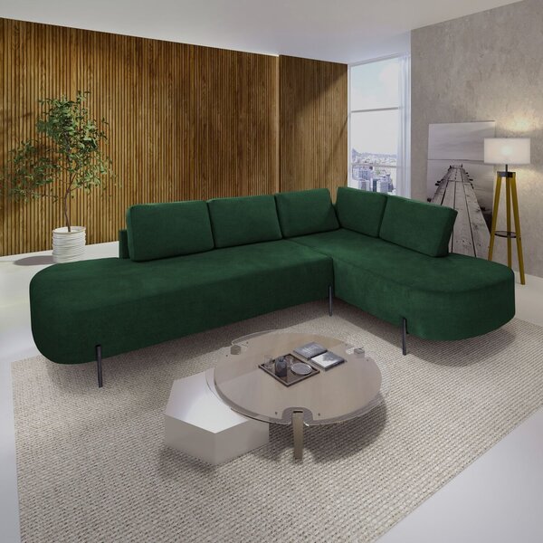 Sofá De Canto Luna Orgânico 265 Cm Veludo Verde