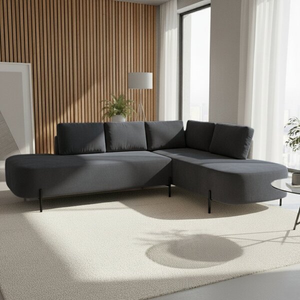 Sofá De Canto Luna Orgânico 265cm Para Sala De Estar Cinza