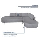 Sofá De Canto Luna Orgânico 265cm Para Sala De Estar Cinza