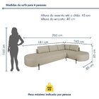 Sofá De Canto Luna Orgânico 265cm Para Sala De Estar Cru