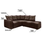 Sofá De Canto Marrocos Marrom Suede Liso