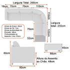 Sofá De Canto Modulado 268cm - 232cm 4 Lugares These Linho Be