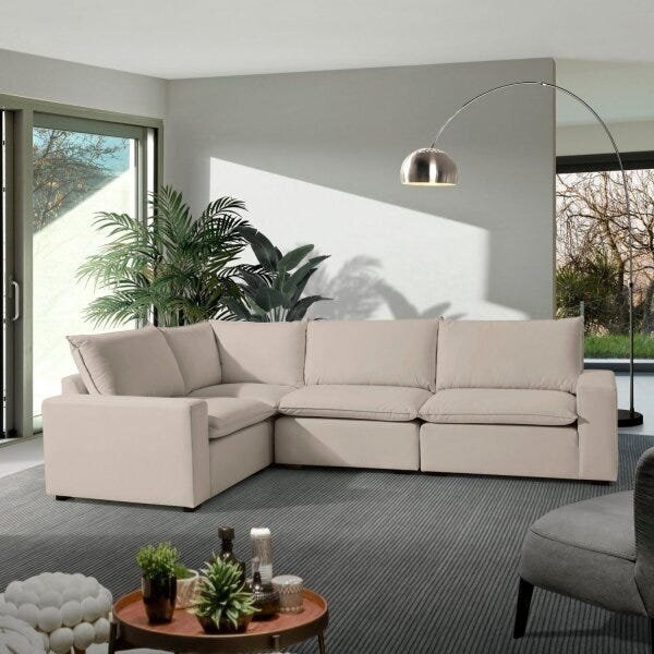 Sofá De Canto Modular Hug 5 Lugares 278x193cm Em Linho Cabeca