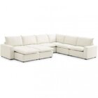 Sofá De Canto Modular Hug 8 Lugares 363x278cm Com Puff Em Lin