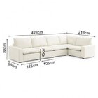 Sofá De Canto Modular Hug 8 Lugares 423x213cm Em Linho Cabeca