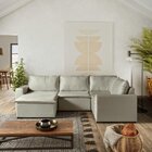 Sofá De Canto Modular Ibi 4 Lugares 280x195cm Com Puff Em Vel