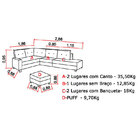 Sofá De Canto Mônaco Com Puff 6 Lugares – Golden Estofados -