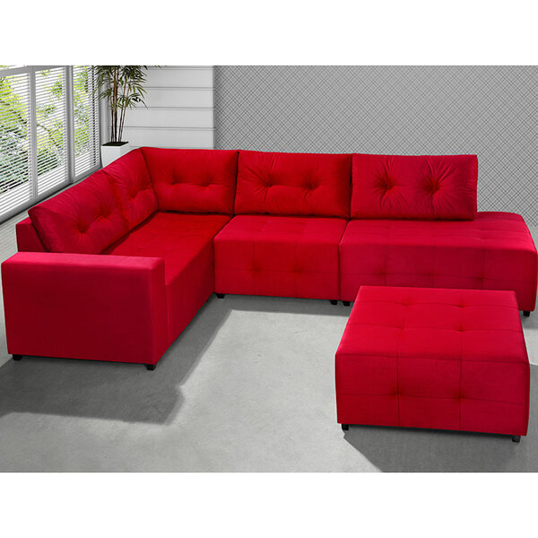 Sofá De Canto Mônaco Com Puff 6 Lugares – Golden Estofados -