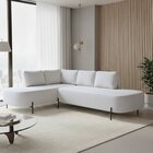 Sofá De Canto Orgânico 4 Lugares 265cm Base De Ferro Chaise E