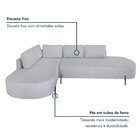 Sofá De Canto Orgânico 4 Lugares 265cm Base De Ferro Chaise E