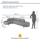 Sofá De Canto Orgânico 4 Lugares 265cm Base De Ferro Chaise E