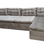 Sofá De Canto Pérola 3 88x2 08m Veludo Cinza Bianchi