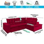 Sofá De Canto Retrátil 270x210 M 4 Lugares Chaise Vermelho