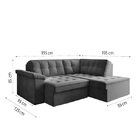 Sofá De Canto Retrátil 5 Lugares Grécia Cinza Suede