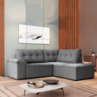 Sofá De Canto Retrátil 5 Lugares Tóquio Cinza