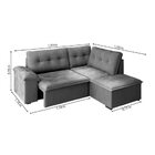 Sofá De Canto Retrátil 5 Lugares Tóquio Cinza