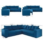 Sofá De Canto Retrátil 5 Lugares Veludo New Qatar Azul Selmer
