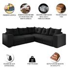 Sofá De Canto Retrátil 5 Lugares Veludo New Qatar Selmer Preto